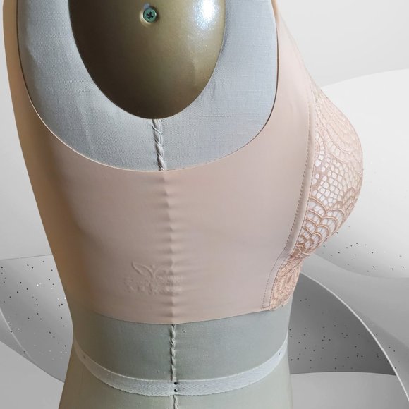 Wireless Lace Bra Plus Size 44 - Peach Lace - Picture 3 of 8